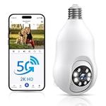 Light Bulb Security Camera,5G& 2.4GHz Security Cameras Wireless Outdoor,2K Wireless WiFi Light Socket Security Camera,Bulb Camera with Color Night Vision Human Motion Sensor Compatible with Alexa