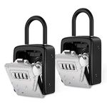 AMIR Key Lock Box, Lock Box for Keys Outdoor, 4 Digit Combination Lock Key Safe Box, 5 Keys Capacity Lockbox with Removable Shackle for Indoor Outdoor 3.66inch（2Pack ）