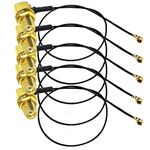 SMA Female Right Angle to U.FL IPX Coaxial Cable IPEX UFL to SMA Jack Elbow RF Pigtail WiFi Antenna Extension Cable for Network Card Wireless Router 12inch (30cm) 5 Pack