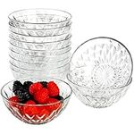 Jucoan 12 Pack Glass Bowls, 4.75 Inch Diamond Cut Small Glass Prep Bowls for Fruit, Cereal, Candy, Yogurt, 10 oz, Stackable