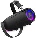 Ultra Loud 60W Sound With Deep Bass, 20H Playtime, Powerbank Function, IPX6 Waterproof, Dual Pairing, Stereo Portable Speaker w/Type-C & Carrying Strap, Wireless Outdoor Loudest Speaker, HD-Max