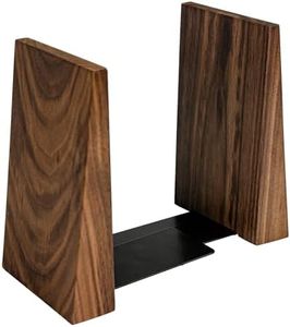 Luxdecor Walnut Book Ends Hold Heavy Books-7x6x5in Wood Bookends for Office Desk Non Skid, Decorative Walnut Bookend 2pack, Triangle Style