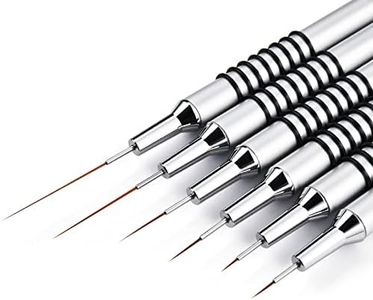 Nail Art Liner Brushes Set, 6Pcs Nail Art Design Brush Striping Thin Long Lines Dotting Drawing Pen, UV Gel Polish Painting Metal Handle Striper Brushes Size 5/7/9/11/20/25mm