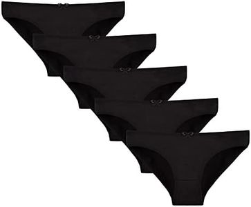 Donella Teen Girls' Cotton Underwear 5 Pack - Soft Stretch Bikini Panties for Girls, Black, Age: 6-7