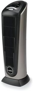 Lasko 22-Inch 1500 Watt Oscillating Ceramic Tower Space Heater with Remote Control, 7-hour Auto-Off Timer, and Adjustable Thermostat High/Low Heat Settings, 751320C, Black/Silver