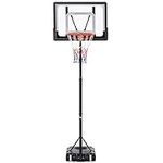 Phagatt Height Adjustable Basketball Hoop Stand, Portable Backboard System with 2 Wheels for Indoor or Outdoor Use, Adjusts from 5FT to 7FT - Black & Clear