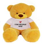 CLICK4DEAL 4 Feet Big Teddy Bear with Personalized Tee & Heart Stamp(121 cm) (Yellow)