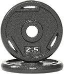 Signature Fitness Cast Iron Plate Weight Plate for Strength Training and Weightlifting, 1-Inch Center (Standard), 2.5LB (Set of 2)