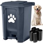 Dog Poop Trash Can Outdoors Pet Waste Station with Lid Dog Waste Disposal Container with Removable Inner Bin Bucket Hands-Free Pedal Garden Yard Home with Waste Bags, 15 L, CA-LJT-Grey