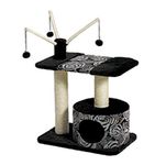 MidWest Homes for Pets Cat Tree | ""Carnival"" Cat Furniture, 3-Tier Cat Activity Tree w/ Sisal Wrapped Support Scratching Posts & Dangle Play Balls, Black / White Floral, Medium Cat Tree 22 inch "L x 15 inch "W x 36.25 inch "H Carnical