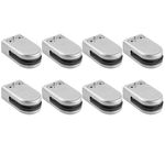 Kamtop 8 PCS Glass Clamps, 6-8mm 304 Stainless Steel Glass Clip Clamps, Adjustable Round Glass Railing Clamps Holder Glass Bracket Flat Back for Balustrade Staircase Handrail