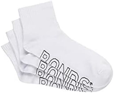 Bonds Mens Logo Light Quarter Crew Socks, White (4 Pack), 6-10