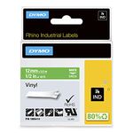 DYMO Rhino Industrial Vinyl Labels | 12 mm x 5.5 m | White Print on Green | Self-Adhesive | for Rhino & LabelManager Label Makers