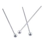100pcs Sterling Silver Head Pin Round Ball Pins 35mm (1.5 inch) For Jewelry Beading Craft Making (Wire ~ 0.6mm / 22 Gauge/0.024 Inch) SS427