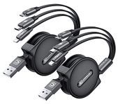 CAFELE [2023 Upgraded Multi Charging Cable, 3 in 1 Retractable USB Charging Cable with Type C, Micro USB, Phone Port, Multiple Fast Charger Cord for Phone 14 13 12 11 XS XR X 8 7 6 SE, Galaxy(4ft)