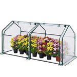 Quictent Mini Greenhouse with PVC Cover & Large Zipper Doors, Portable Flower Planter Vegetable Grow House with 50 Pcs Plant Labelsz, Waterproof & UV Protected 180 x 90 x 90 cm