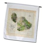 3dRose fl_100516_1 Picture of 1885 Map of Maui Hawaii Garden Flag, 12 by 18-Inch