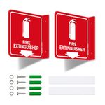 Faittoo Fire Extinguisher Sign, 2 Pack Fire Extinguisher with Down Arrow - 6 x 6 Inches Acrylic Plastic, 2 Pre-Drilled Holes, Includes Matching Screws, Use for Home Office/Business