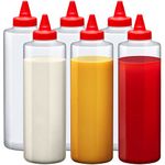 Amazing Abby - 24-Ounce Plastic Squeeze Bottles (Set of 6), Reusable Condiment Bottles, BFA-Free, Dishwasher-Safe, Perfect for Ketchup, Mustard, Mayonnaise, Suaces, Condiments, Dressings, and More