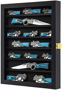 Grintus Pocket Knife Display Case Knife Collection Display Box for Wall Folding Knife Cabinet with Uv Protection Acrylic Lockable for Military Knife Black