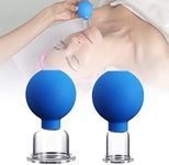 Wumimi 2 Pcs Facial Glass Cupping Set, Silicone Vacuum Suction Cupping Cups, Cupping Massage Therapy, Lymphatic Drainage Massage Cupping Tool Cups for Body and Facial Care