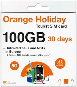 Orange Holiday Europe SIM Card 30Day | 100GB Internet in 5G/4G/LTE (Data Sharing Allowed)| Unlimited Local Calls + 120 Minutes + 1000 Texts to Worldwide. Upgraded Offer!