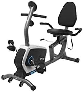 ISE Vélo d'Appartement Semi-Allongé Magnétique, Vélo Couché 8 Niveaux Résistance, Velo Semi Allongé Roue Transport, Impulsion&Ecran LCD, Velo d appartement Semi Allongé Siège Réglable Ergonomique