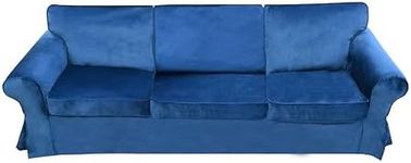 Loft 25 Velvet 3 Seater Sofa Cover | Indoor Living Room Sofa Slipcover | Replacement Covers Compatible for IKEA Ektorp Sofa | Thick Soft Washable Couch Protector (Pacific, 3 Seater Sofa)