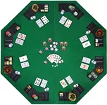 EVIEUN 48" 8-Player Foldable Poker Table Top, Casino Texas Hold'em Layout, Portable Anti-Slip Blackjack Poker Table Mat with Carrying Bag for Family Games Casino