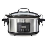 Hamilton Beach Portable 6-Quart Stay or Go Programmable Slow Cooker With Lid Lock, Stainless Steel (33561)
