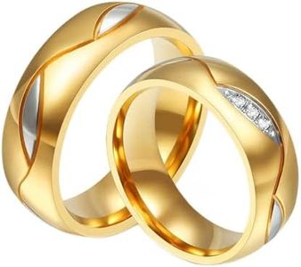 Daesar Acier Inoxydable Plaqué Or Anneaux De Mariage pour Elle Et Lui Anneau 6MM Femmes 61.5 Et Hommes 61.5