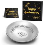 10th Anniversary Aluminum Gifts, 10 Year Tin Wedding Anniversary Ring Holder Dish Jewelry Tray Gifts for Wife, Couple - Ten Years Anniversary Ideas Gifts for Her/Him