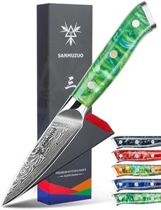 SANMUZUO 3.5 Inch Paring Knife - Kitchen Fruit Vegetable Knife Damascus Steel & Resin Handle - Xuan Series (Jade Green)