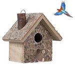 Wooden Wood Bird Nesting Box,House Wooden Hanging Nest Box,Bird Nesting Box,Wooden Birdhouse for Outside Garden Patio Decorative Nest Box Bird Houses for Small Bird, 3.9x3.5x5.9inch