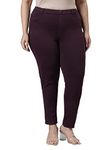 GO COLORS Women Solid Dark Wine Super Stretch Mid Rise Jeggings, Medium