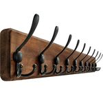 WEBI Coat Rack Wall Mount,38 9/16'' Long,10 Hooks,Coat Hooks Wall Mounted,Coat Hanger Wall,Wood Hook Rack Rail,Triple Hooks for Hanging Coats,Clothes,Jacket