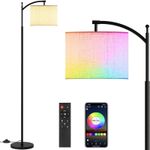 CHUCII Arc Floor Lamps for Living Room Bedroom, 3 Color Temperature Modern Standing Lamps Tall Lamp with Remote Control, Stepless Dimmable Colors Temperature & Brightness (RGB Bulb)