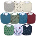 Hakochia Waterproof Baby Bibs for Boys, Super Soft and Absorbent 4-Layer Cotton Baby Bandana Bibs With Adjustable Snaps for Infants Newborn Feeding, Teething, Drooling,3-36 Months,10-Pack