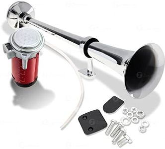 Zone Tech 12V Single Trumpet Air Horn - Premium Quality Silver Single Trumpet Air Horn Relay Included Chrome + Compressor Super Loud 150db for Truck, Train Lorry, Boat and SUV