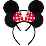 FANYITY Set of 2 Mouse Ears Headbands Sequin Hair Band for Girls Women Boys Party (RED POINT&BLACK)