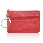 Aucuu Coin Purse Leather Zipper Wallet Card Holder Key Case Women Mini Wallet, with 3 Compartments & Keychain, Small & Lightweight, Easy to Carry, 12 * 8 CM (Black)