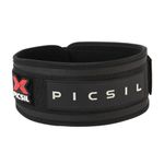 PICSIL Weight Lifting Belt, Workout Belt for Exceptional Core & Back Support, Weightlifting Belt Ideal for Squats, Lunges, & Barbell Exercises, Customizable with Space for Patches (L, Black)