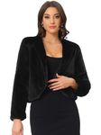 Allegra K Winter Bolero for Women's Long Sleeve Open Front Faux Fur Bolero Shrug Black L