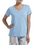 Hue Women's Short Sleeve V-Neck Sleep Tee, Bella Blue, Large