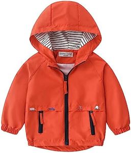 Baby Boys Red Hooded Jacket Toddler Long Sleeve Spring Lightweight Windbreaker 1-2T Kids Zip Up Fall Windproof Coats (Solid Red, 1-2T)