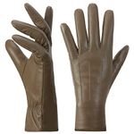 Harssidanzar Ladies Leather Gloves,Touchscreen Warm Cashmere Lining winter Gloves For women GL017UK,Khaki,Size XL