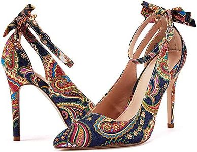 PiePieBuy Women's Pointed Toe High Heels Ankle Strap D'Orsay Pumps Shoes Bow Wedding Bowtie Back Dress Sandals (Multicolor, numeric_9_point_5)