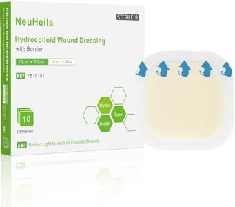 Hydrocolloid Bandages Hydrocolloid Wound Dressing with Border 4''x4'' for Light to Medium Exudate Wounds, Bed Sore, Pressure Ulcer, Minor Burns, Abrasions, Cuts, Superficial Wound 10 Packs by NeuHeils