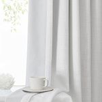 White Pinch Pleated Blackout Curtain Panels Linen Texture Thermal Insulated Energy Efficient Window Treatment Drapes with Full Blackout Liner for Living Room Bedroom with Hooks, 40"x63"x2