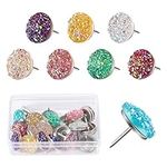 30pcs Shiny Diamond Push Pins, Glitter Rhinestone Push Pins Bling Thumb Tacks Bling Push Pins for Cork Board Bulletin Board Home Office Decors (Multi Colors)